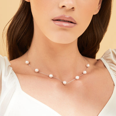 Japanese Akoya Pearl Tincup Necklace - Secondary Image