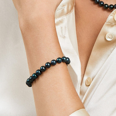 6.5-7.0mm Akoya Black Pearl Bracelet- Choose Your Quality - Model Image