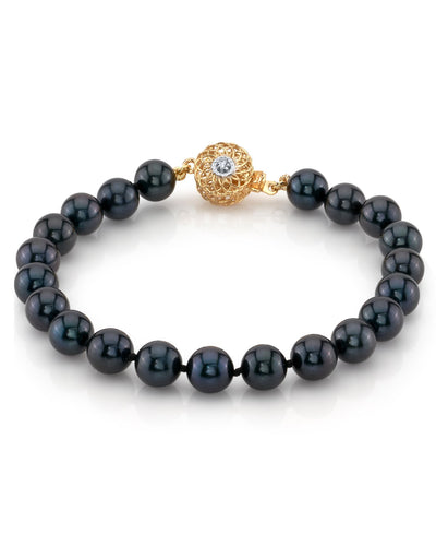 7.0-7.5mm Akoya Black Pearl Bracelet- Choose Your Quality - Third Image