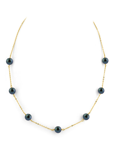Japanese Akoya Black Pearl Tincup Necklace - Secondary Image