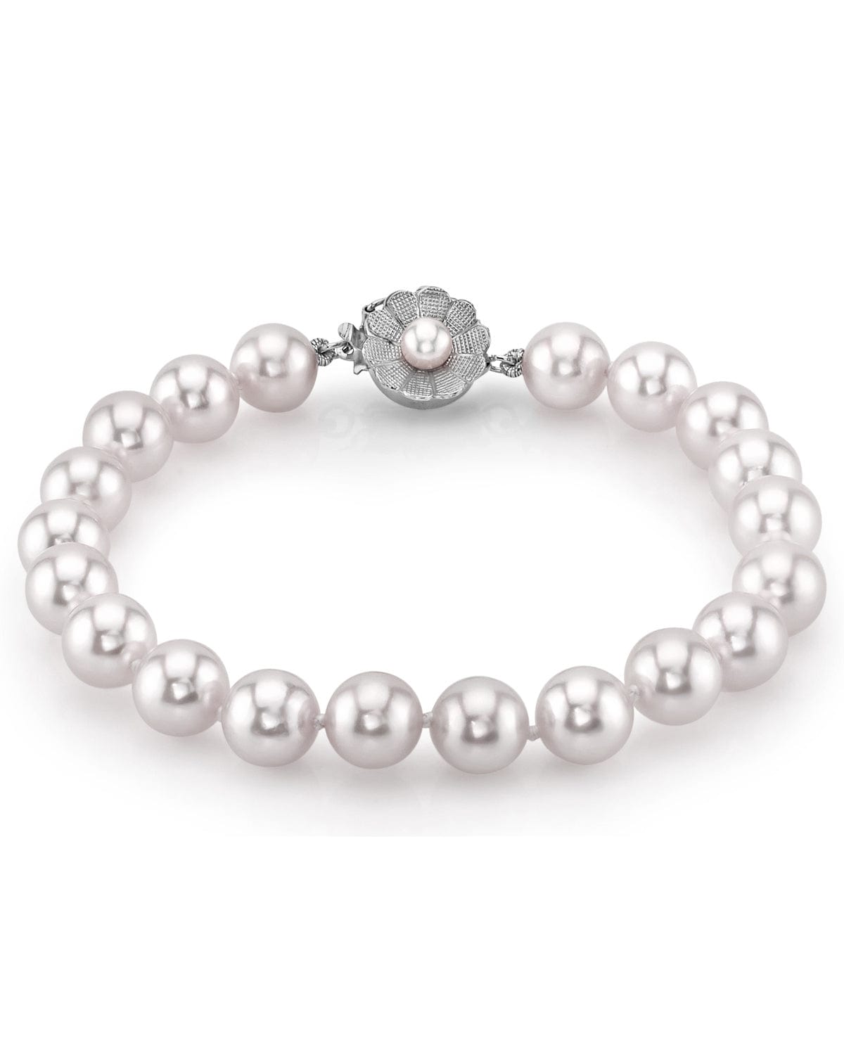 AAA South Sea White Pearl Bracelet With Pink/Purple Accent – 7.5-8 Inch, 14K Gold Over Silver