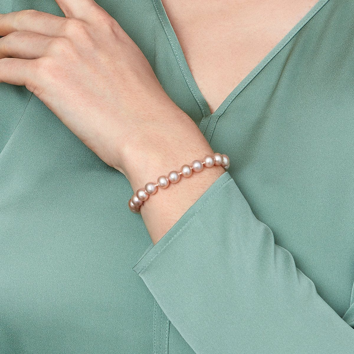 7.0-7.5mm Pink Freshwater Pearl Bracelet - AAAA Quality - Pure Pearls