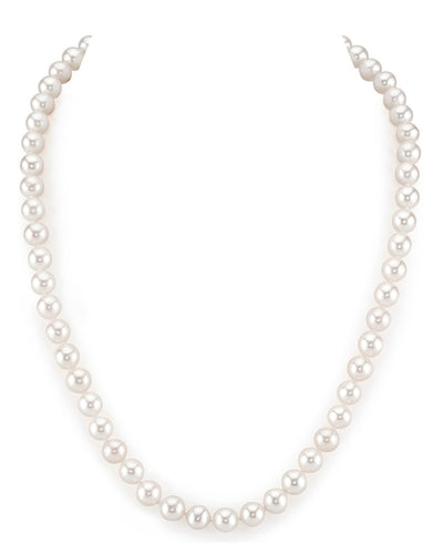 7-8mm White Freshwater Choker Length Pearl Necklace - AAAA Quality