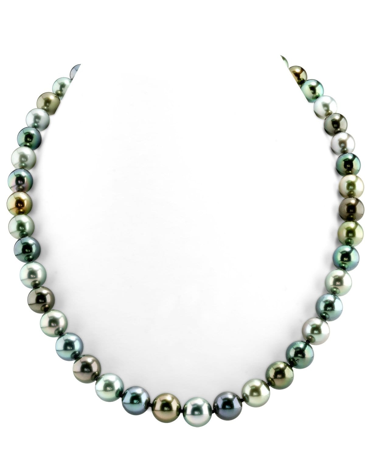 Multi-Color Tahitian True Round Pearl Necklace, 8.0-10.0mm