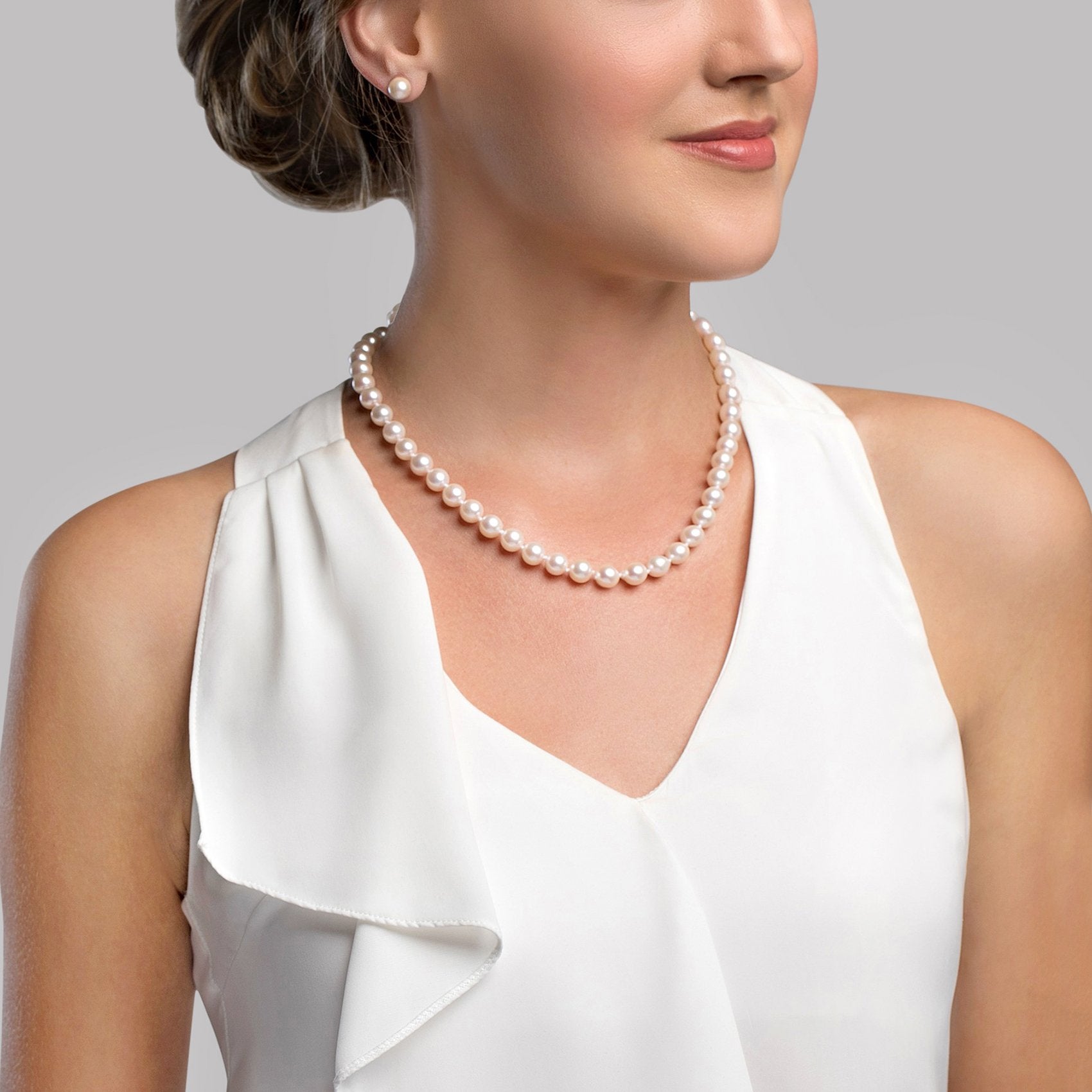 8.0-8.5mm White Freshwater Pearl Necklace - AAA Quality - Pure Pearls