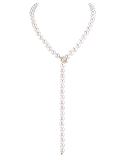 8.0-8.5mm Japanese Akoya White Pearl & Diamond Y-Shape Adjustable Necklace - Secondary Image