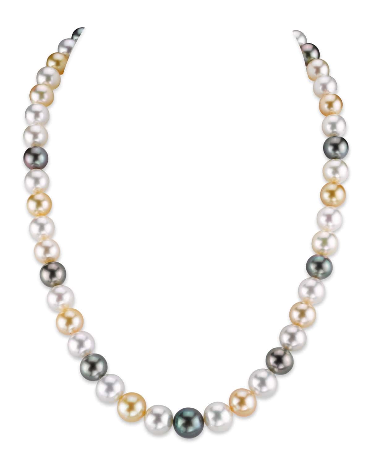 Multi-Color Tahitian & South Sea Pearl Necklace, 8.0-10.0mm - AAAA Quality