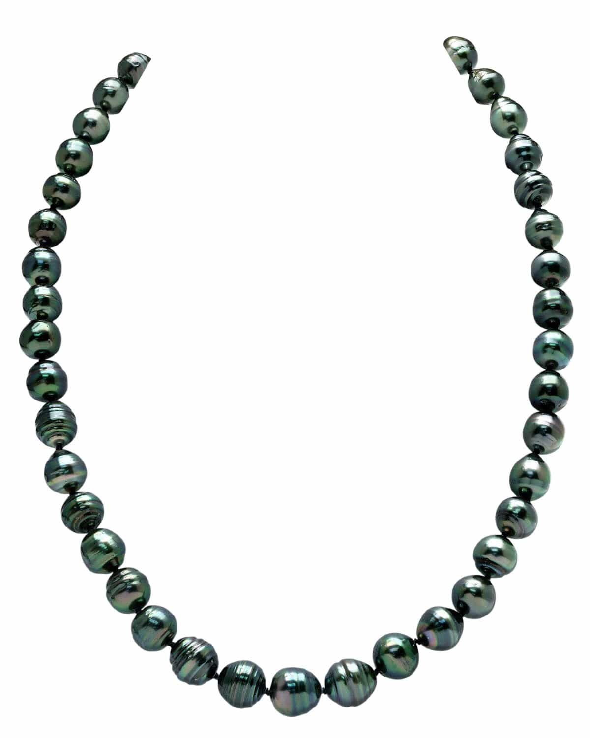 Dark Tahitian Circled Baroque Pearl Necklace, 8.0-10.0mm - AA+ Quality