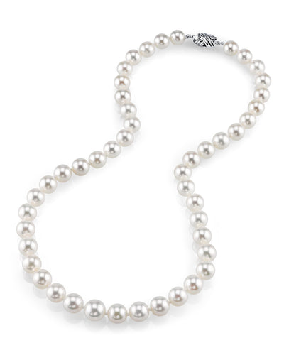 8-10mm Japanese Akoya White Pearl Necklace - AAA Quality