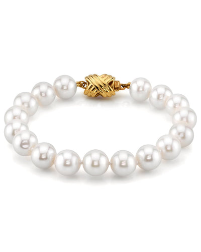 8.5-9.5mm White Freshwater Pearl Bracelet - AAAA Quality - Third Image