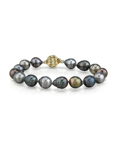 8-9mm Tahitian South Sea Multicolor Baroque Pearl Bracelet - AAA Quality - Secondary Image
