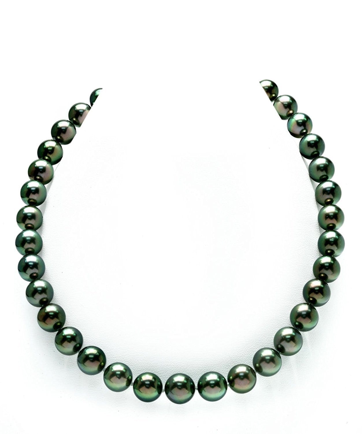 Peacock True Round Tahitian Pearl Necklace, 9.0-11.0mm - AAAA Quality