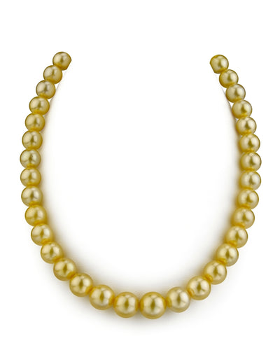9-11mm Golden South Sea Pearl Necklace - AAAA Quality