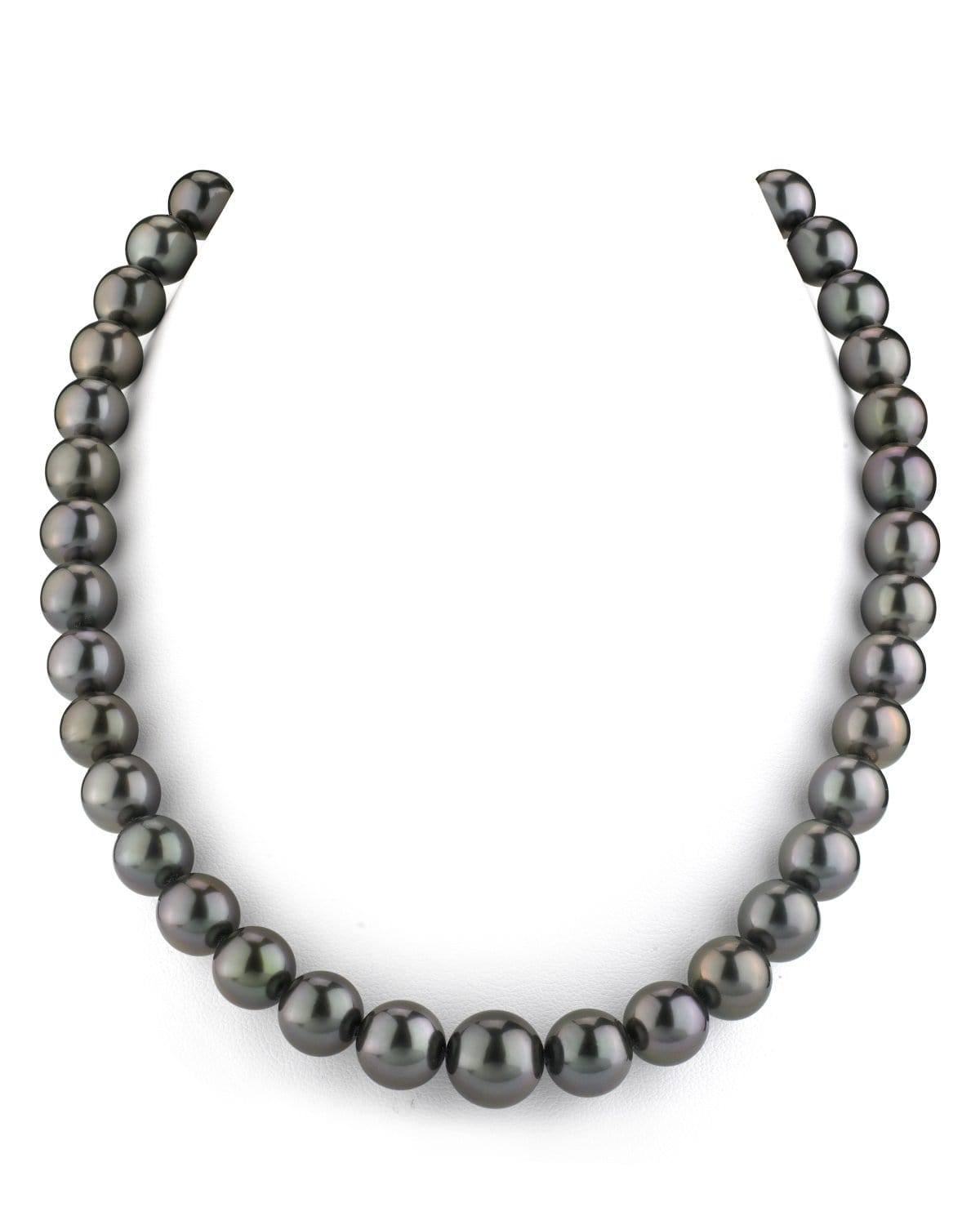 True Round Black Tahitian Pearl Necklace, 9.0-11.0mm - AAAA Quality