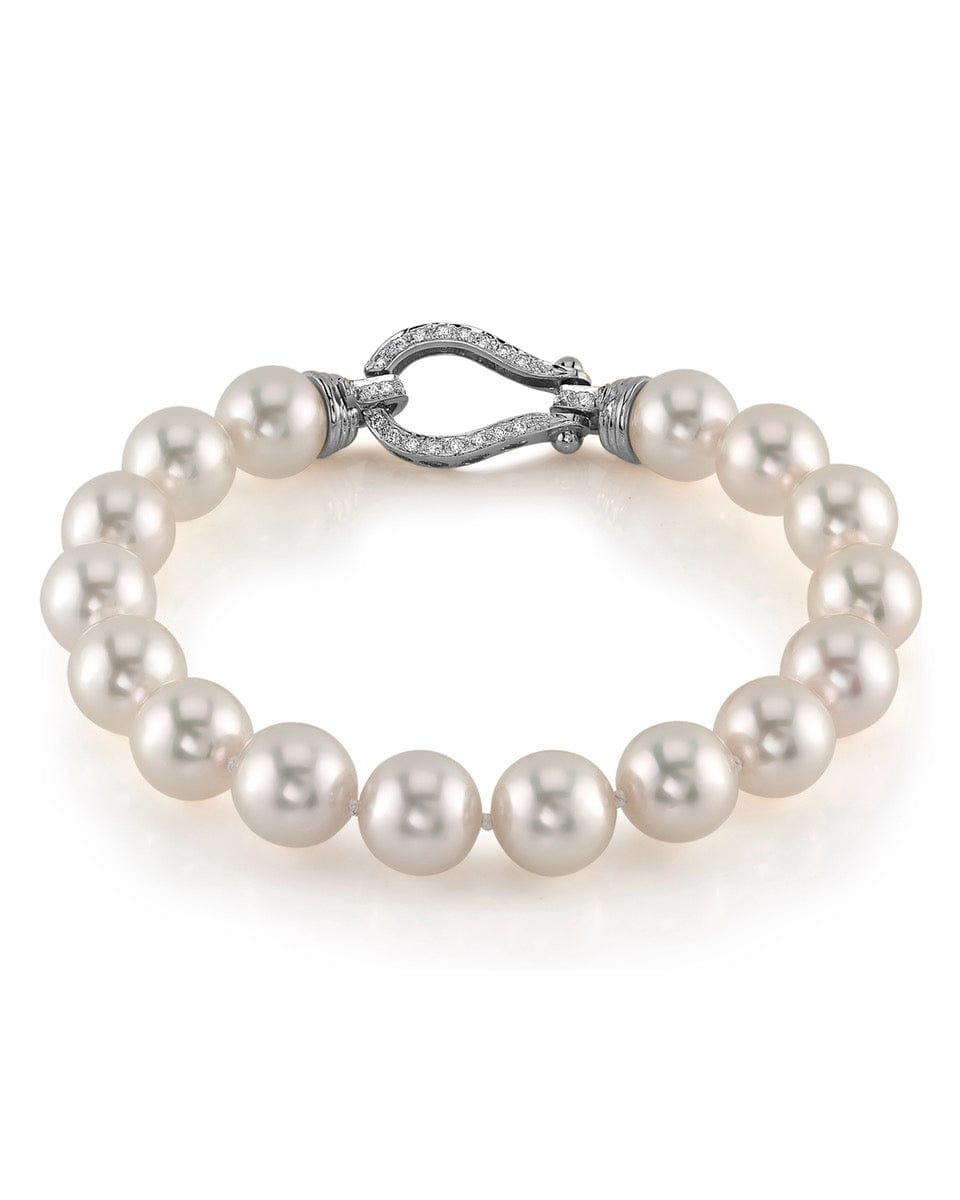 White Japanese Hanadama Akoya Pearl Bracelet, 9.5-10.0mm