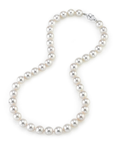 9.5-10mm Japanese Akoya White Pearl Necklace- AAA Quality
