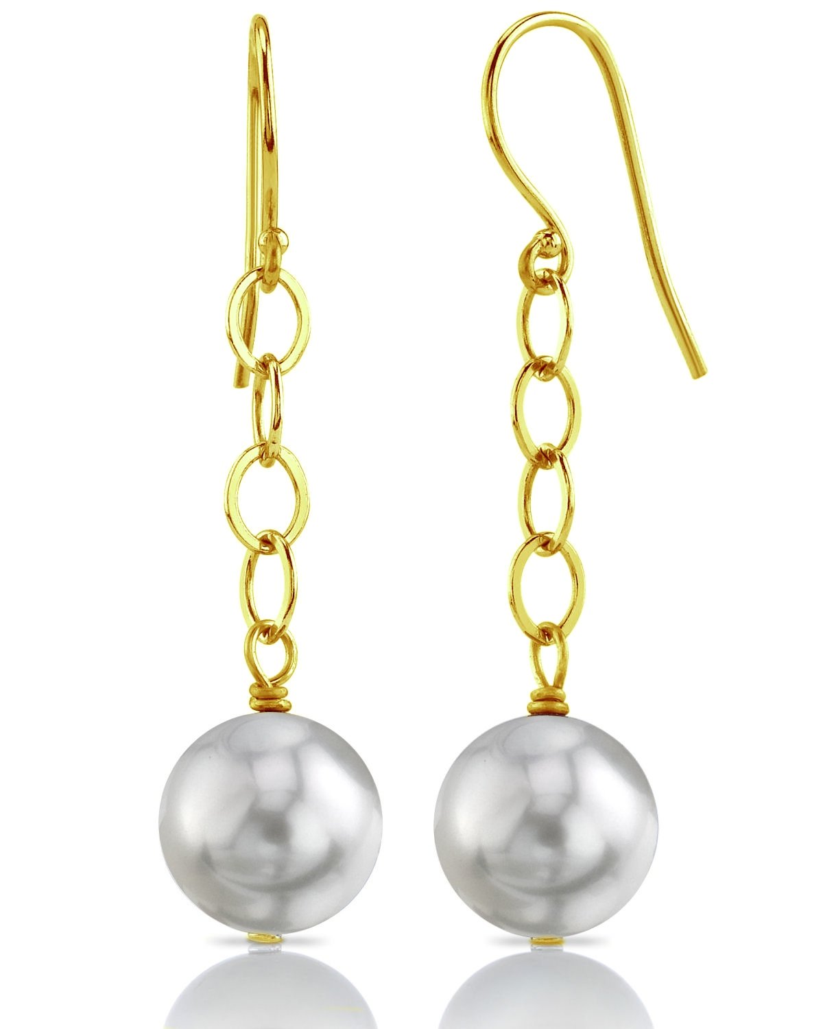 14K Gold 8.5-9.0mm Japanese Akoya Round Pearl Dangling Tincup