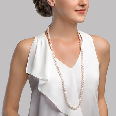 7.0-7.5mm Opera Length Freshwater Pearl Necklace- AAA Quality - Secondary Image