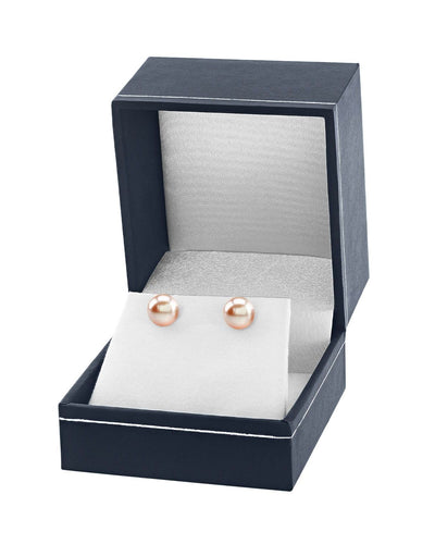 8mm Peach Freshwater Round Pearl Stud Earrings - Fourth Image