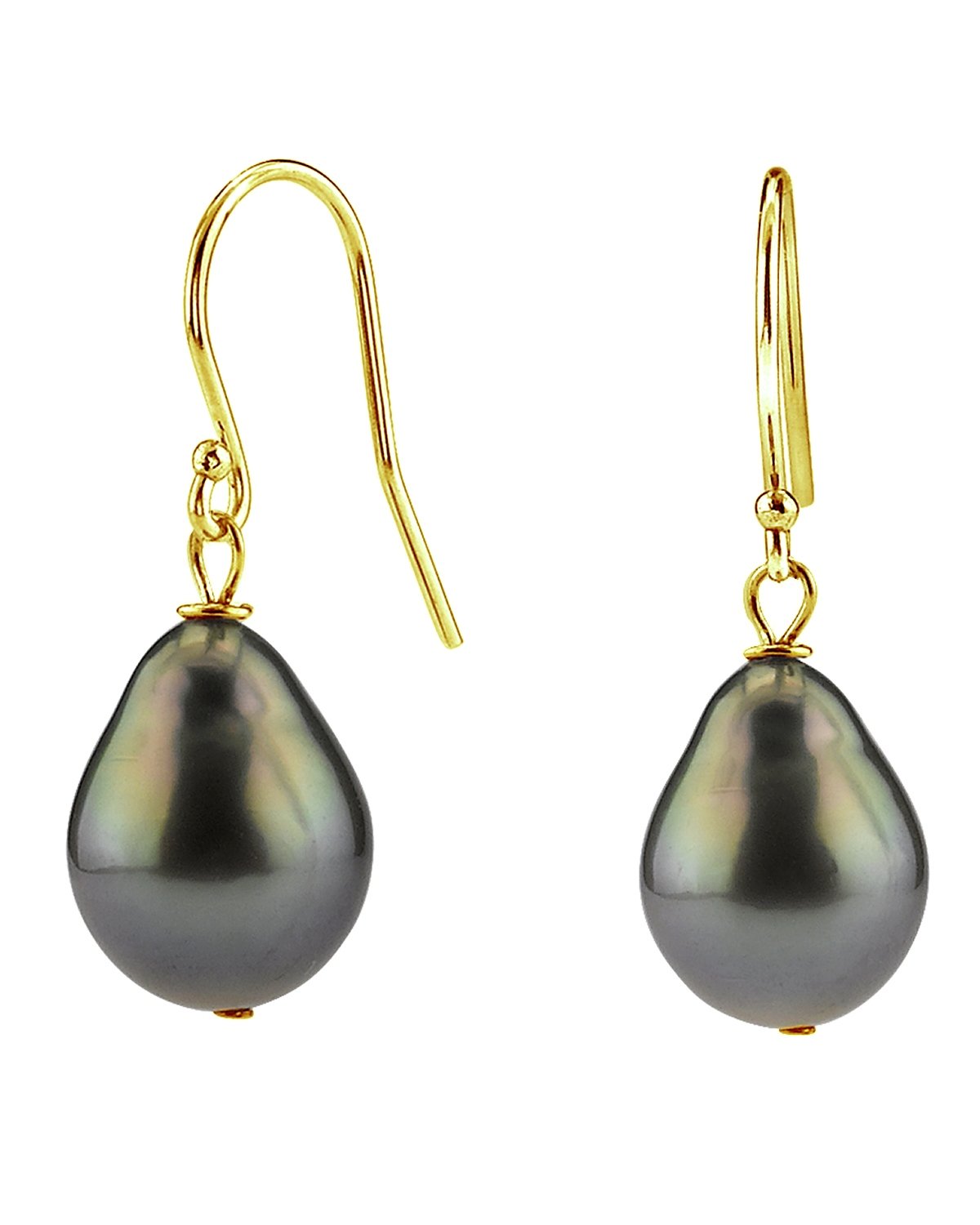 Tahitian South Sea Drop Pearl Dangling Tincup Earrings - Secondary Image