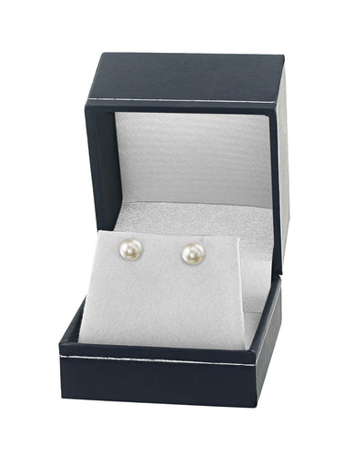 7.0-7.5mm White Akoya Round Pearl Stud Earrings - Fourth Image