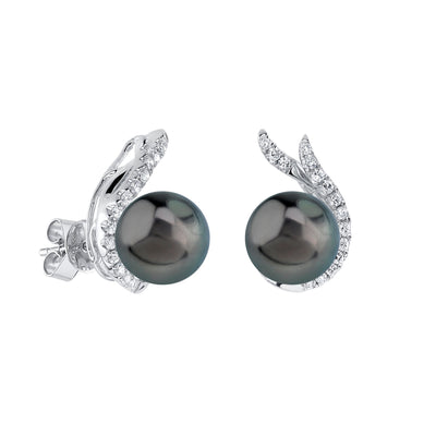 Tahitian South Sea Pearls & Diamond Rebecca Earrings