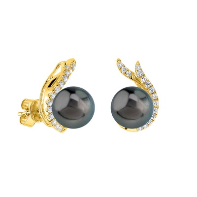 Tahitian South Sea Pearls & Diamond Rebecca Earrings - Third Image
