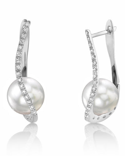 White South Sea Pearl & Diamond Eliza Earrings