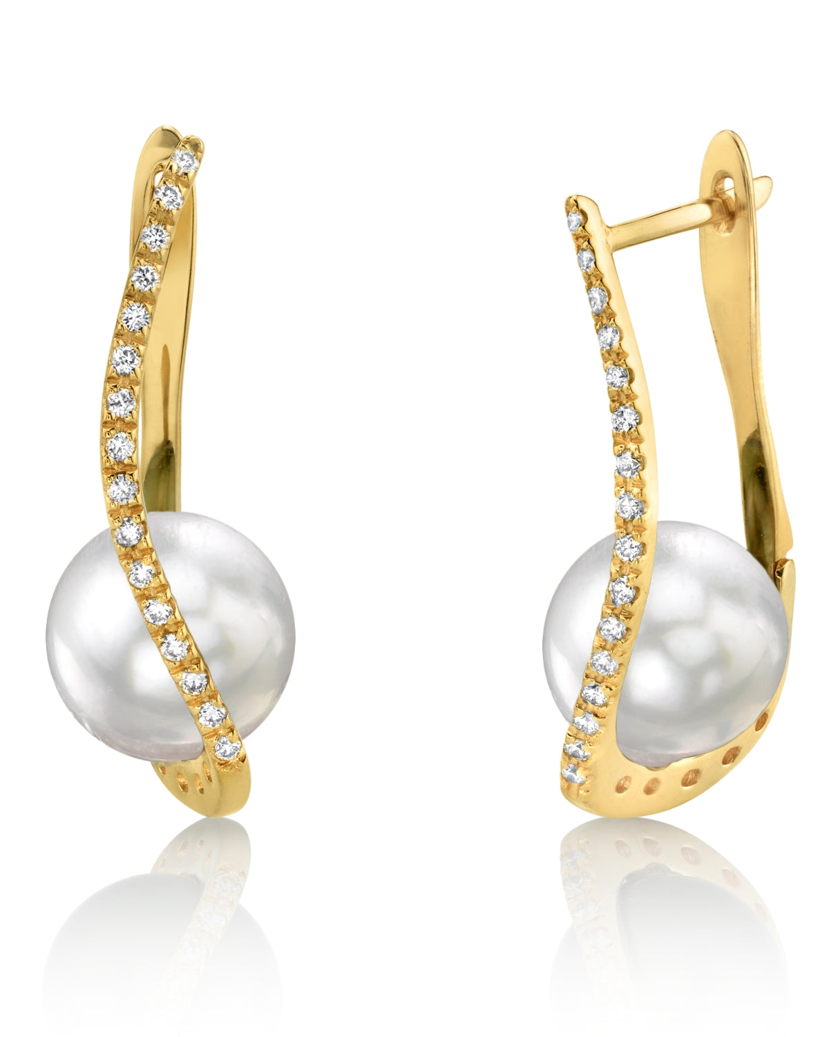 White South Sea Pearl & Diamond Eliza Earrings - Third Image