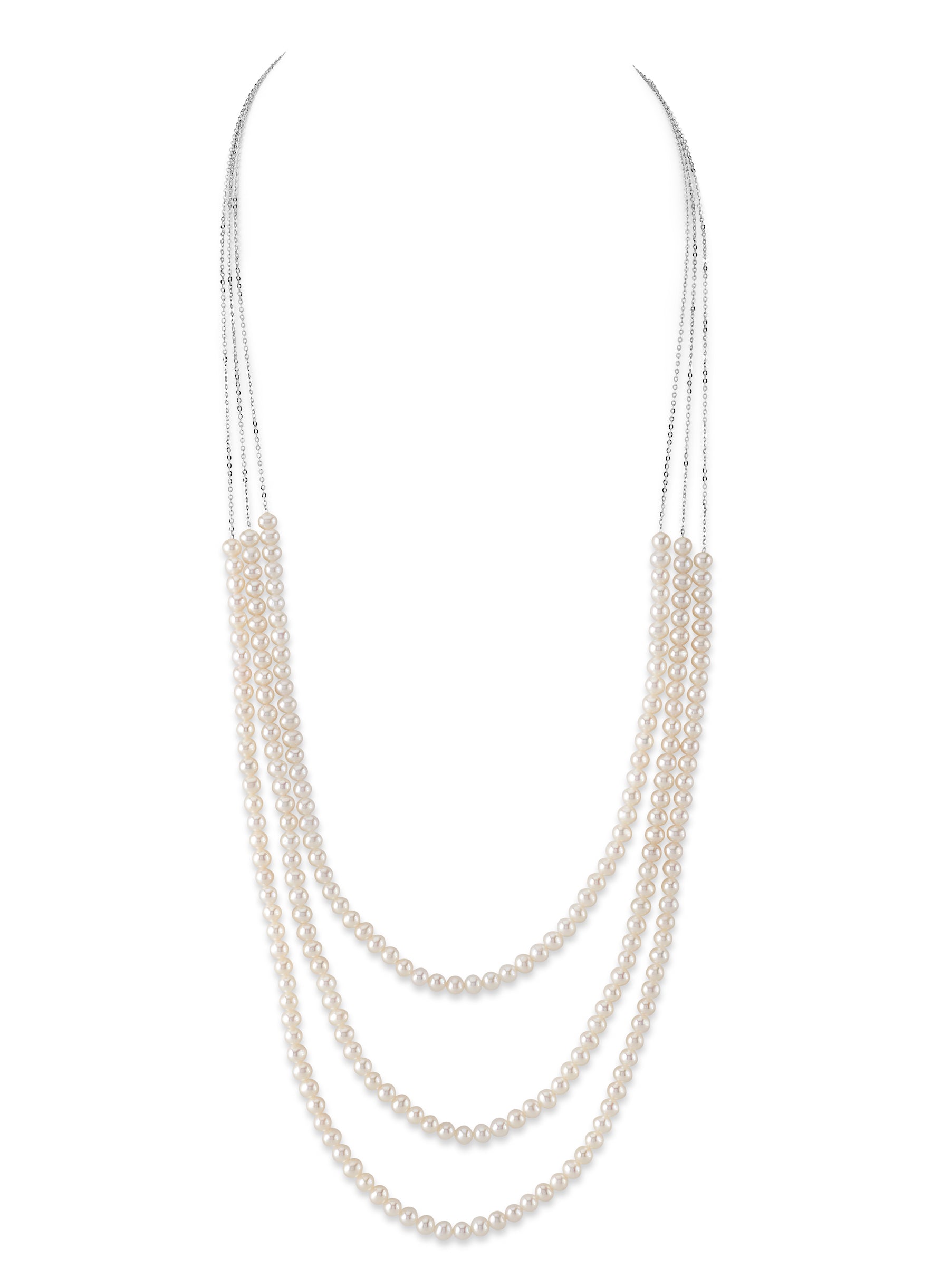 Mahavir Gold Plated Pearls Long Necklace Set