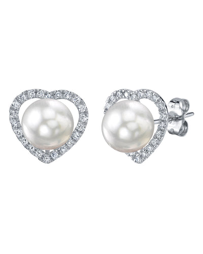 White South Sea Pearl & Diamond Amour Earrings