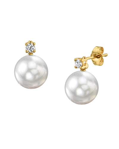 White South Sea Pearl & Diamond Ellie Earrings - Third Image