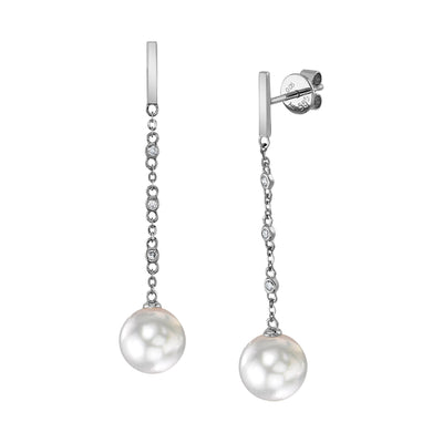 White South Sea Pearl & Diamond Estelle Earrings