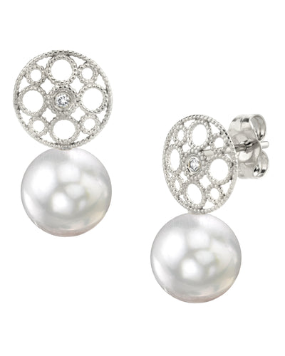 White South Sea Pearl & Diamond Faye Earrings