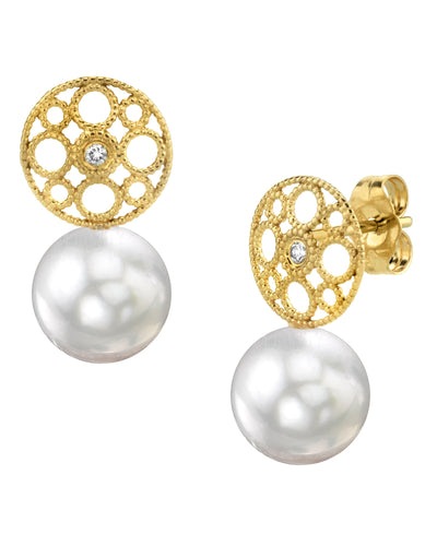 White South Sea Pearl & Diamond Faye Earrings - Third Image
