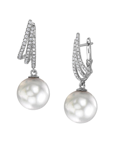 White South Sea Pearl & Diamond Liv Earrings