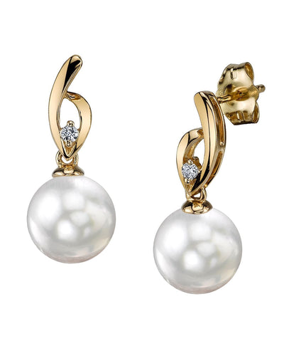 White South Sea Pearl & Diamond Lois Earrings - Secondary Image