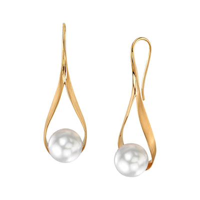 White South Sea Pearl Mel Earrings - Model Image
