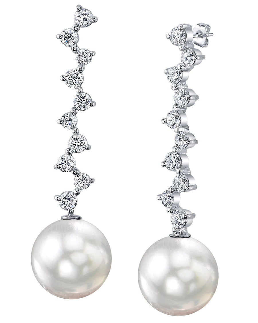 White South Sea Pearl & Diamond Naomi Earrings