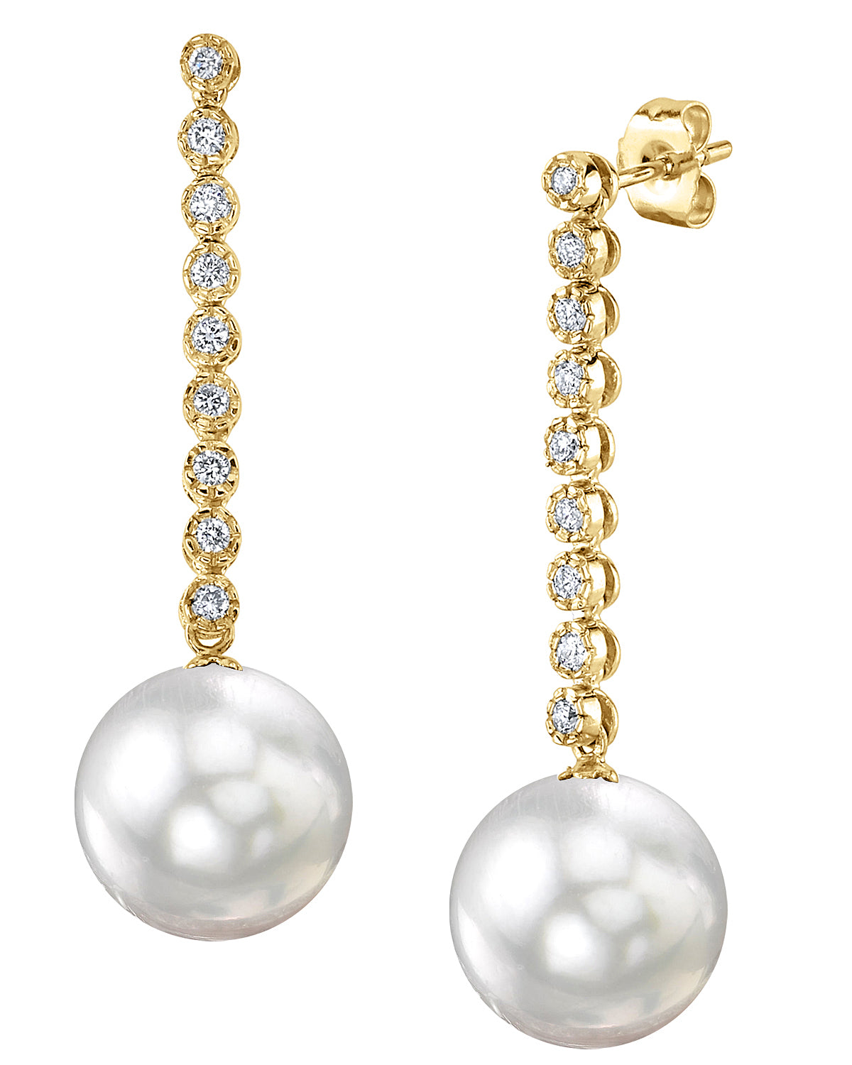 White South Sea Pearl & Diamond Serena Earrings - Third Image