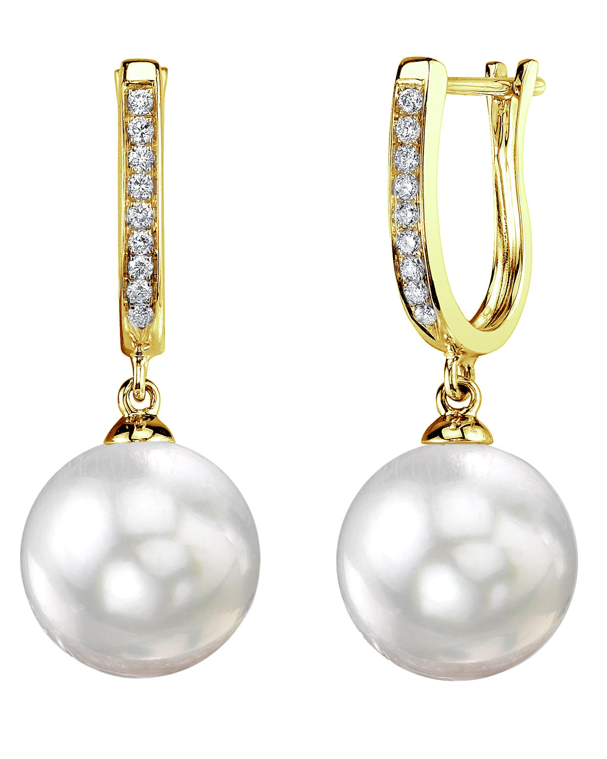 White South Sea Pearl & Diamond Kim Earrings - Model Image