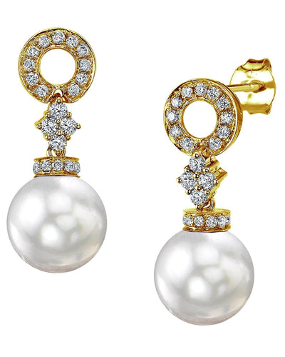 South Sea Pearl & Diamond Vanessa Earrings - Model Image