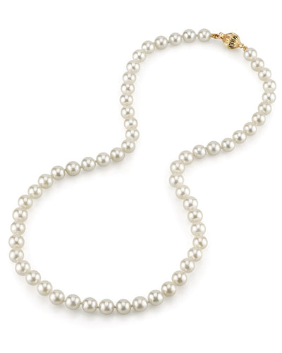 6.5-7.0mm Japanese Akoya White Pearl Necklace- AAA Quality - Third Image