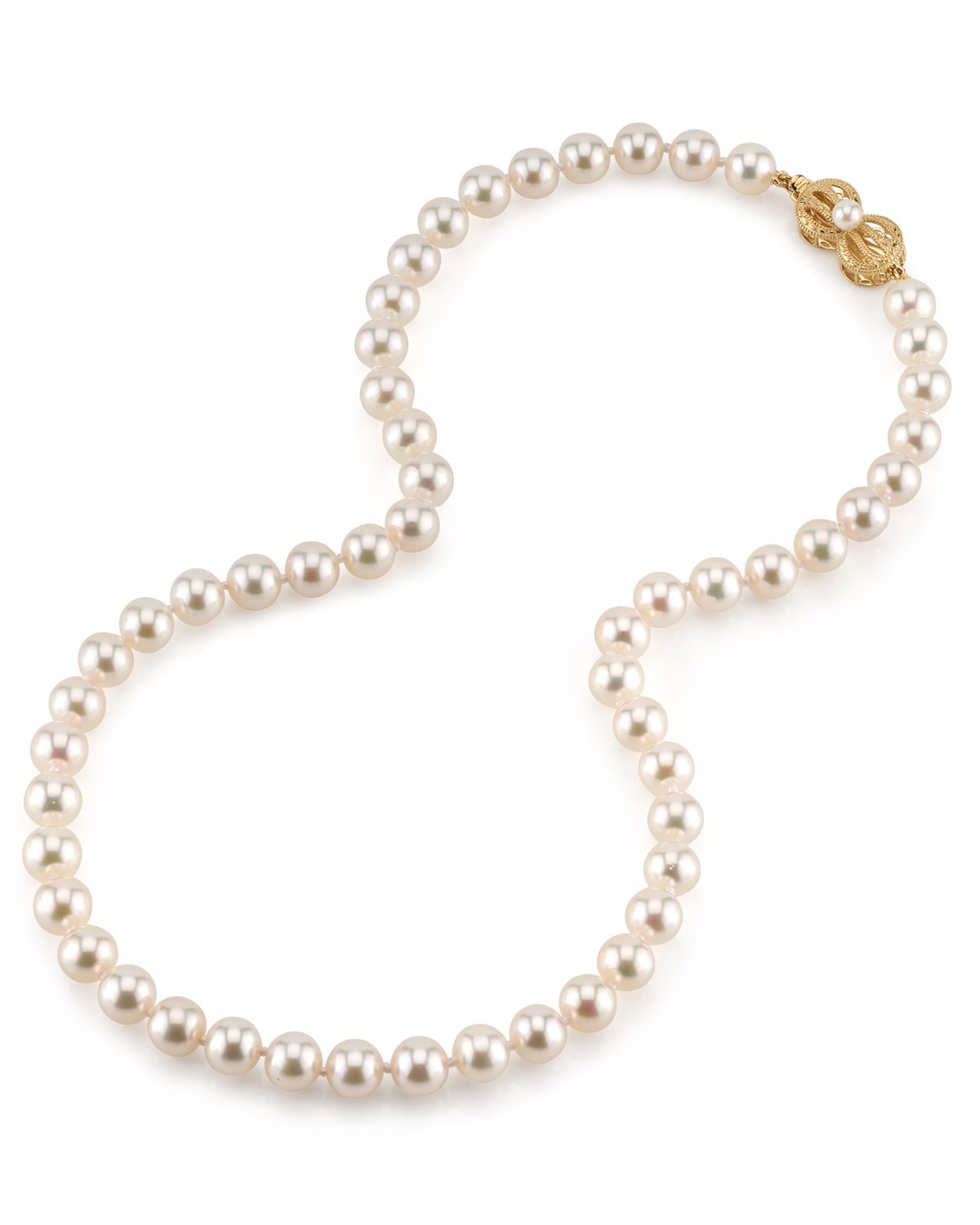7.5-8.0mm Japanese Akoya White Pearl Necklace- AA+ Quality - Secondary Image