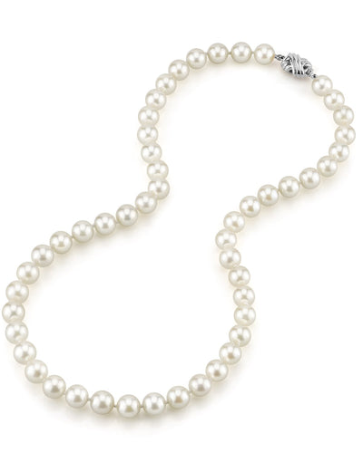 8.0-8.5mm Japanese Akoya White Pearl Necklace- AA+ Quality