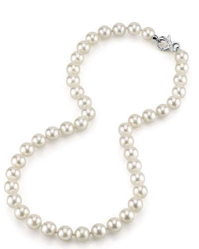 9.0-9.5mm Japanese Akoya White Pearl Necklace- AAA Quality