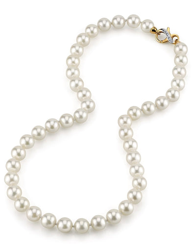 9.0-9.5mm Japanese Akoya White Pearl Necklace- AAA Quality - Secondary Image