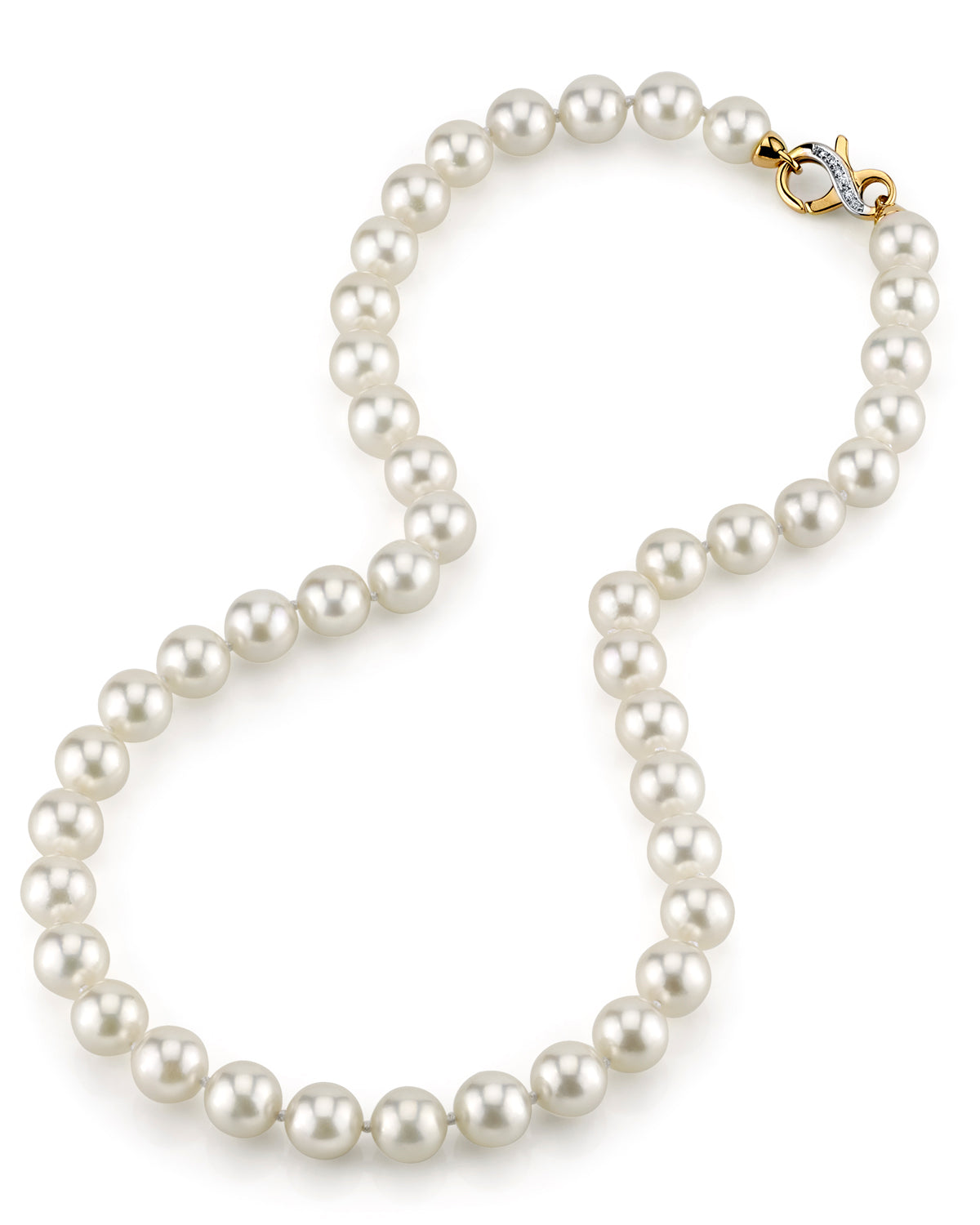 9.0-9.5mm Japanese Akoya White Pearl Necklace- AA+ Quality - Third Image