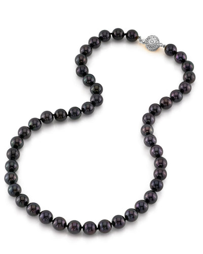 8.5-9.0mm Japanese Akoya Black Pearl Necklace - AA+ Quality