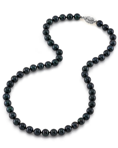 7.5-8.0mm Japanese Akoya Black Pearl Necklace- AA+ Quality